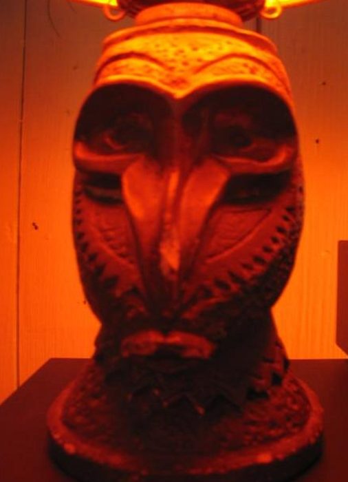 Carved face lamp